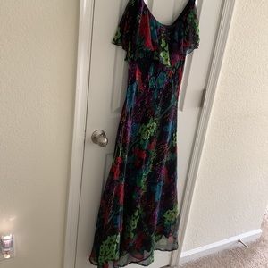 Floral dress. Black background.